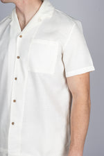 Textured Camp Collar Shirt and Short Set in White