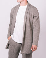 Longline Herringbone Pattern Cardigan