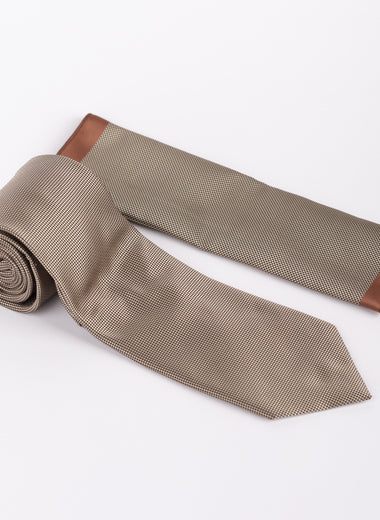 Milano Couture Beige Textured Tie & Pocket Square Set