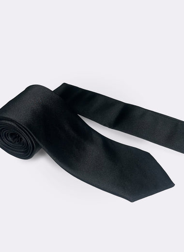 Milano Couture Black Plain Tie & Pocket Square Set