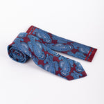 Milano Couture Blue/Red Paisley Tie & Pocket Square Set