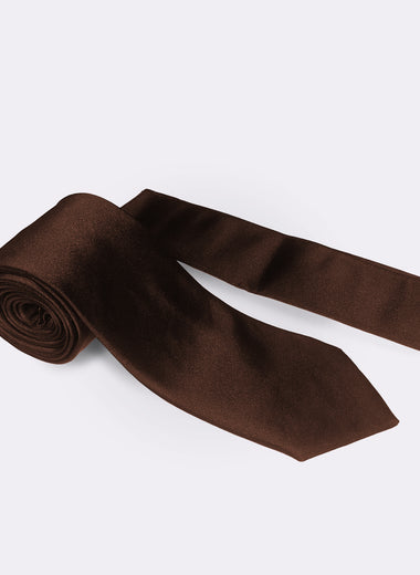 Milano Couture Brown Plain Tie & Pocket Square Set