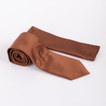 Milano Couture Brown Diagonal Striped Tie & Pocket Square Set