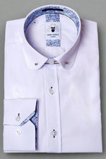 Benson - White Penny Collar Shirt With Collar Bar