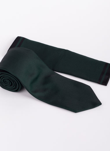 Milano Couture Dark Green Textured Tie & Pocket Square Set