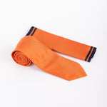 Milano Couture Dark Orange Textured Tie & Pocket Square Set