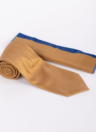 Milano Couture Gold Textured Tie & Pocket Square Set