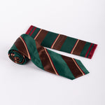 Milano Couture Green/Brown Striped Tie & Pocket Square Set