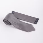 Milano Couture Grey Textured Tie & Pocket Square Set