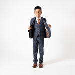 Jenson - Children's Marine Navy Check Three Piece Suit