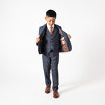 Jenson - Children's Marine Navy Check Three Piece Suit