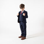 Edinson - Children's Navy Wine Check Three Piece Suit