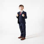 Edinson - Children's Navy Wine Check Three Piece Suit