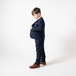 Edinson - Children's Navy Wine Check Three Piece Suit