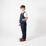 Edinson - Children's Navy Wine Check Three Piece Suit