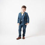 Dion - Children's Blue Tweed Check Three Piece Suit