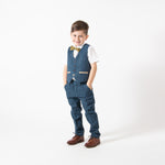 Dion - Children's Blue Tweed Check Three Piece Suit