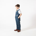 Dion - Children's Blue Tweed Check Three Piece Suit