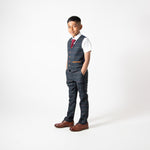 Eton - Children's Navy Blue Tweed Check Three Piece Suit