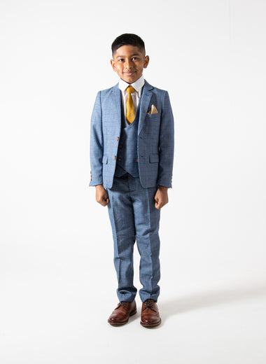 George - Children's Sky Blue Check Three Piece Suit