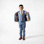 George - Children's Sky Blue Check Three Piece Suit