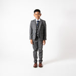 Scott - Children's Grey Check Three Piece Suit