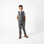 Scott - Children's Grey Check Three Piece Suit