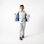 Bromley - Children's Stone Check Three Piece Suit