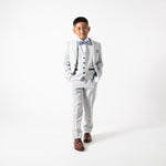 Bromley - Children's Stone Check Three Piece Suit