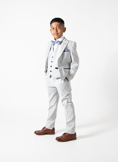 Bromley - Children's Stone Check Three Piece Suit