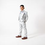 Bromley - Children's Stone Check Three Piece Suit