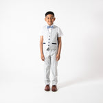 Bromley - Children's Stone Check Three Piece Suit