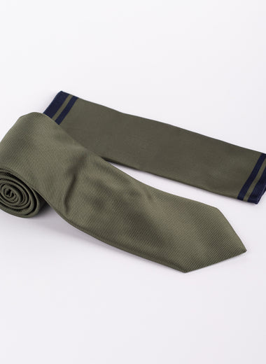 Milano Couture Khaki Diagonal Striped Tie & Pocket Square Set