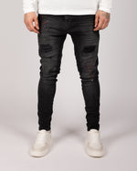 Black Paint Splatter Stitch Detail Jeans