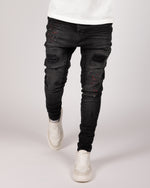 Black Paint Splatter Stitch Detail Jeans