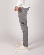 Light Grey Ripped Black & White Paint Splatter Jeans