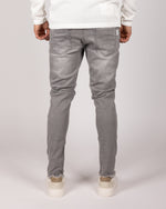 Light Grey Ripped Black & White Paint Splatter Jeans