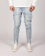 Light Blue Paint Splatter Jeans