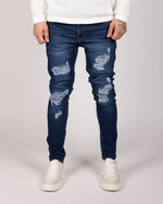 Blue Patchy Ripped Jeans