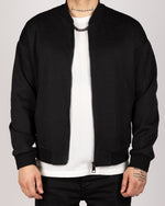 Leaf Pattern Bomber Jacket Black