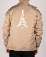 Eiffel Tower Print Coach Jacket Beige