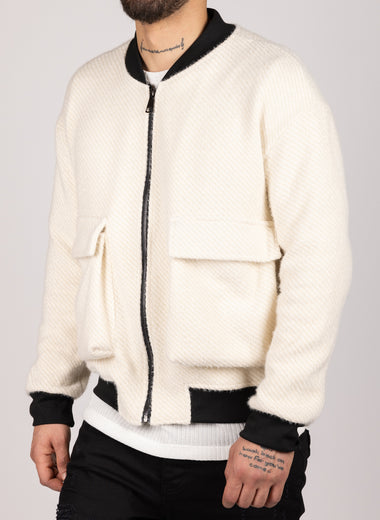 Utility Pocket Bomber Jacket White