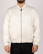 Leaf Pattern Bomber Jacket White