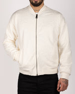 Leaf Pattern Bomber Jacket White