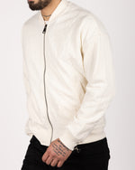 Leaf Pattern Bomber Jacket White