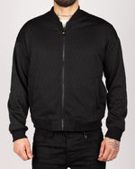 Diamond Pattern Bomber Jacket Black