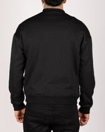 Diamond Pattern Bomber Jacket Black