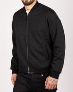 Diamond Pattern Bomber Jacket Black