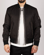 Zip-Pocket Utility Bomber Jacket Black