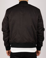 Zip-Pocket Utility Bomber Jacket Black